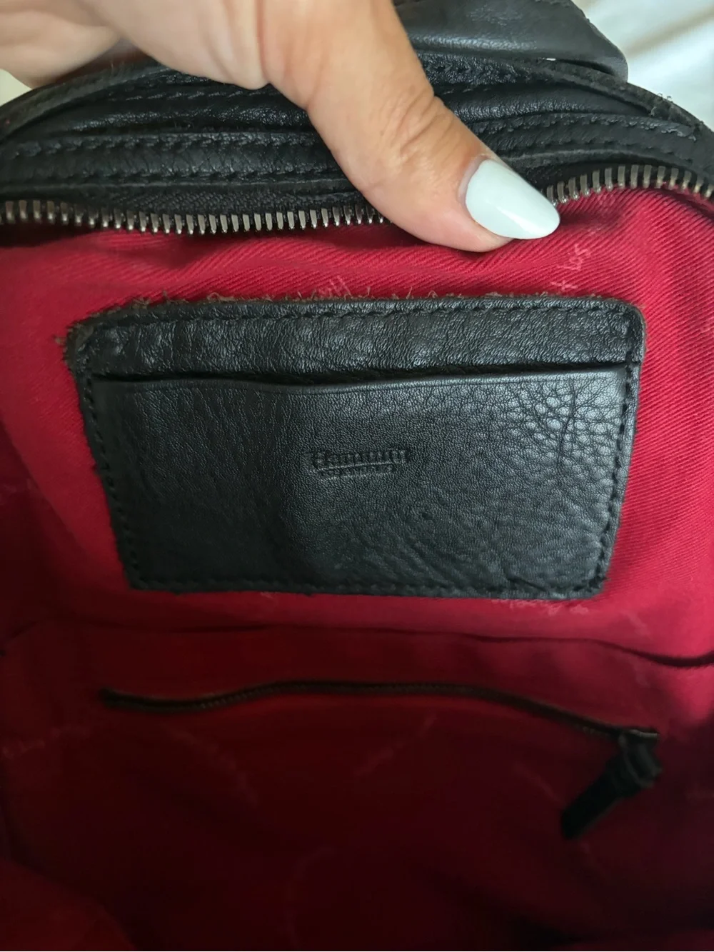 Hammitt Black Leather Medium Backpack with Gunmetal Accents